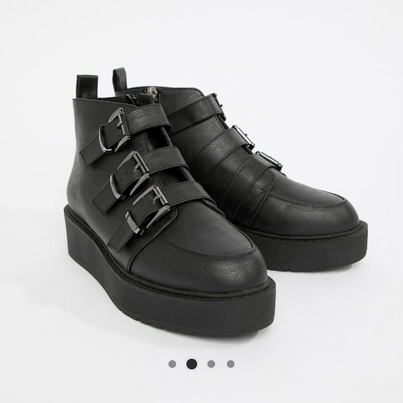 ASOS Design Ahoy chunky buckle ankle boots in BLACK - Picture 2 of 10